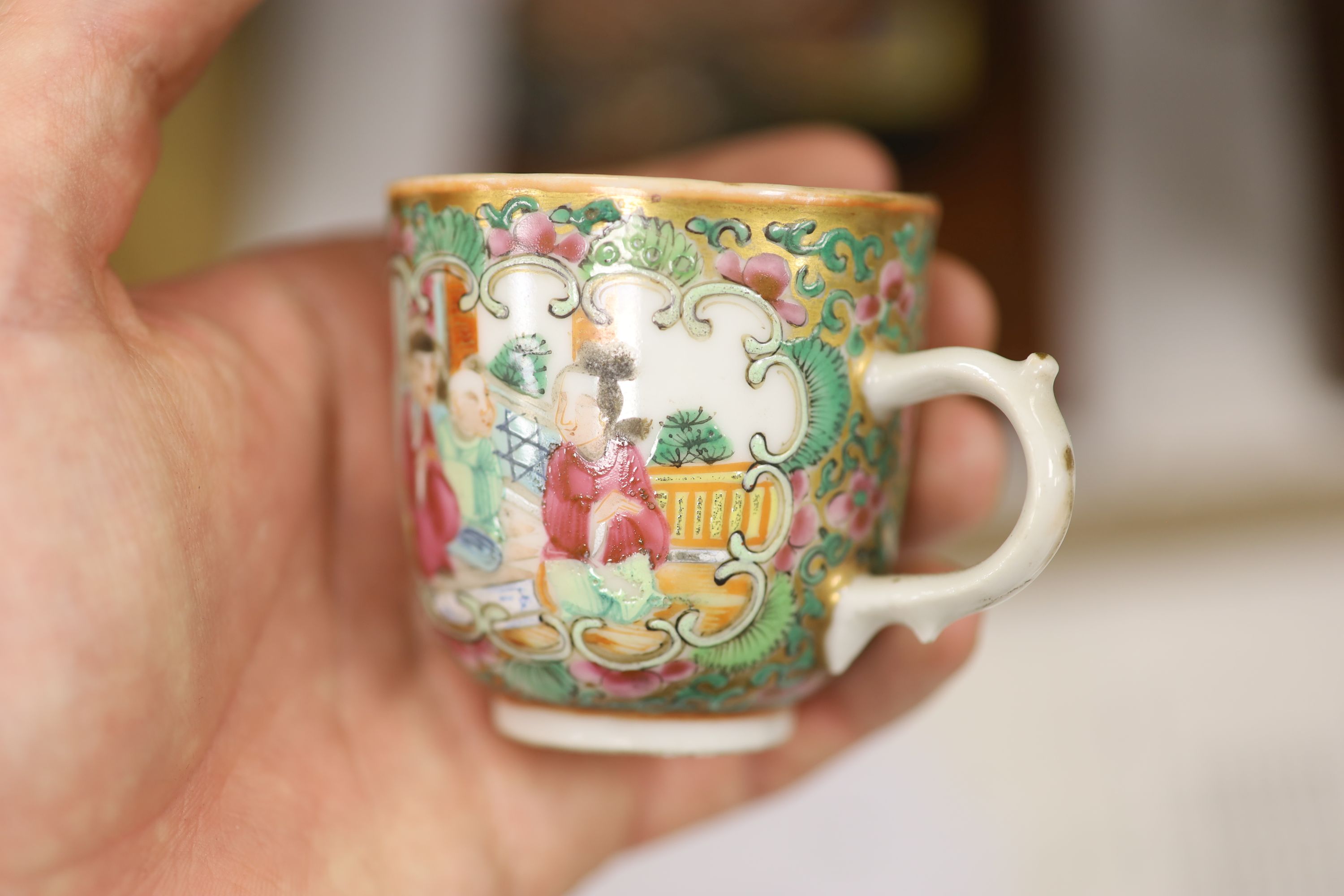 A 19th century Chinese famille rose five piece porcelain tea set